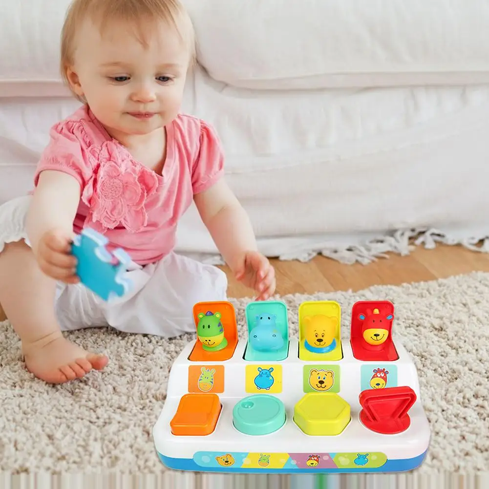 Peekaboo всплывающая игрушка переключатель Коробка Кнопка коробка сокровище пугающая коробка для детского интеллекта толкающая кукла для детей в возрасте от года до года