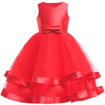 

Flower Girl Dress Sleeveless Red Ball Gown Wedding Party Pageant 2020 Summer Princess Dresses Kids Clothes Sundress Vestidos
