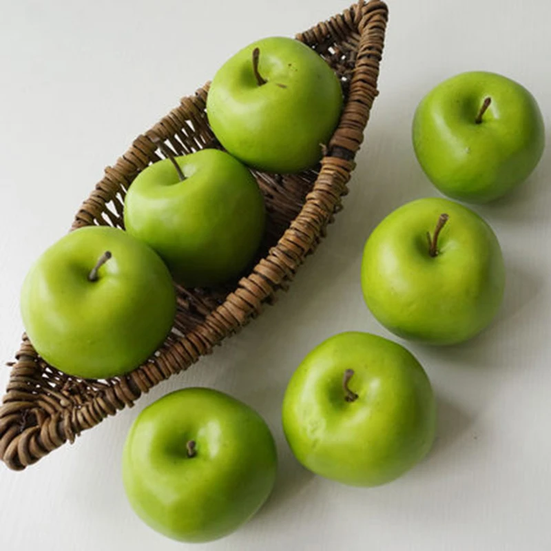 6/12Pc Artificial Apples Lifelike Decor Fake Fruit For Office Kitchen Home Party