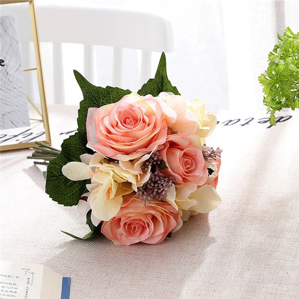 Йо Чо Свадебный букет из искусственных цветов Свадебные букеты для подружек невесты синие розы свадебные аксессуары - Цвет: Champagne
