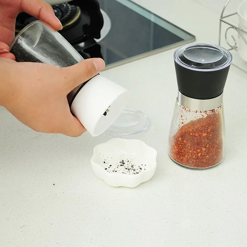 

Multifunctional Kitchen Glass Cruet Manual Pepper Black Pepper Grinder Sesame Grater Glass Various Seasoning Storage Cruet