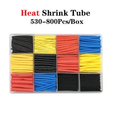 530-800PCS termoretractil Shrinking Tubing Assorted Wire Cable Insulation Sleeving,Thermoresistant tube Heat Shrink wrapping Kit