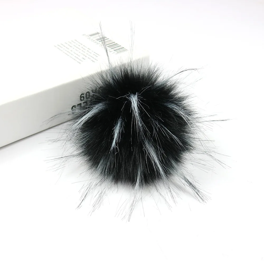 black 2 шт./лот, 10 см, DIY, искусственный мех енота, помпон, Меховые помпоны для женщин, детей, шапочки, шапки, Лисий шарик, для обуви, шапки, сумки - Цвет: black