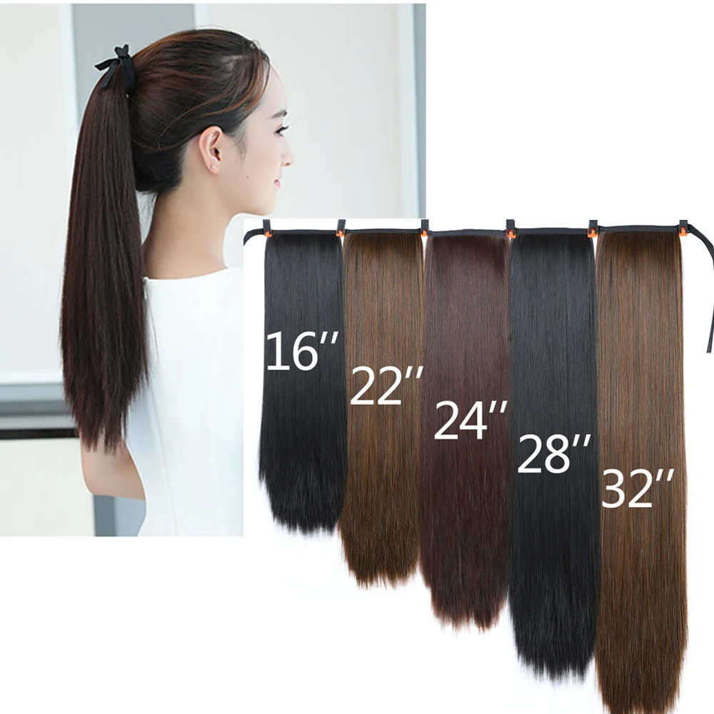 LiangMo, женские супер длинные прямые накладные волосы на заколках, накладные волосы, конский хвост, шиньон с заколками, синтетический конский хвост для наращивания