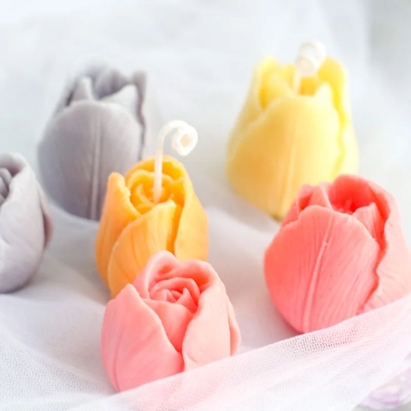 3D Tulip Candle Mold Handmade DIY Flower Soap Silicone Mold Chocolate Cake Mold Silicone Mold Soap Forms Soap Making Supplies