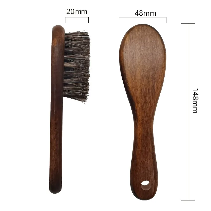 Horse Hair Brush Beech Wood Handle Home Shoe Clothes Desk Keyboard Cleaning Brush