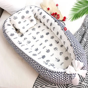 

80*50cm Portable Baby Nest Bed for Boys Girls Travel Bed Infant Toddler Cotton Cradle Crib Baby Bassinet Bumper Newborn Bed
