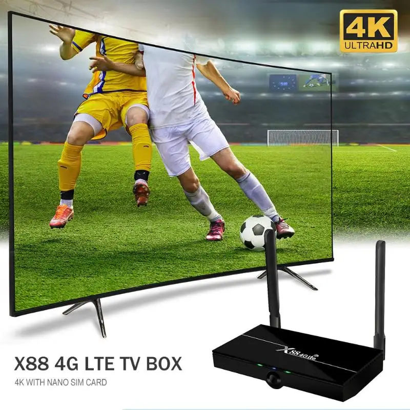 X88 4G Lte Smart tv Box 2 Гб 16 Гб двухдиапазонный WiFi телеприставка кабельного телевидения ТВ-приставка с sim-картой для домашнего ТВ