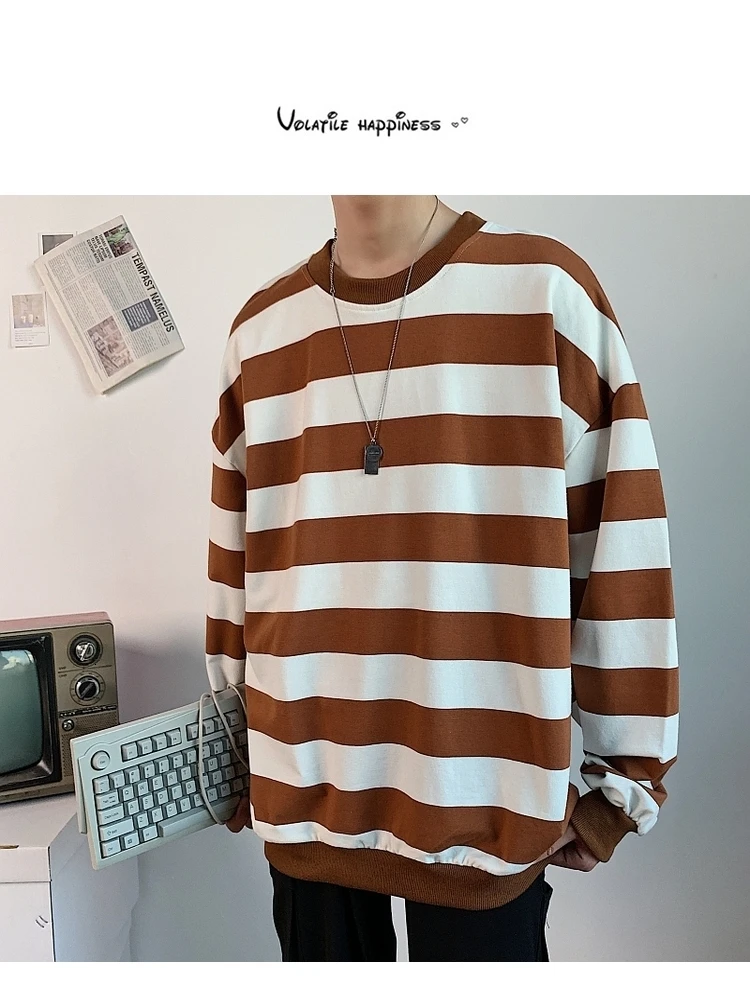 Men's 13 Color Full High-quality Coats Stripe Printing Hoodies Mens Cotton Clothes Pullover Casual Loose Sweatshirts Size M-5XL