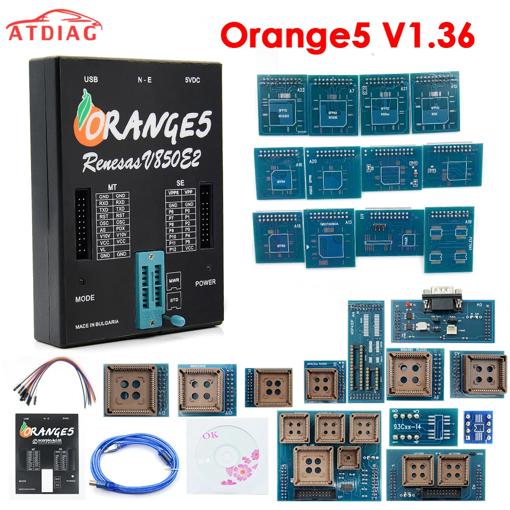 Полный Orange5 v1.36 программатор диагностический инструмент с полным адаптером orange5