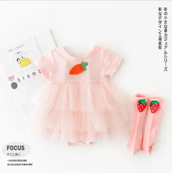 

2020 new baby girls romper fashion cotton mesh babys jumpsuit 6-24 month HV42
