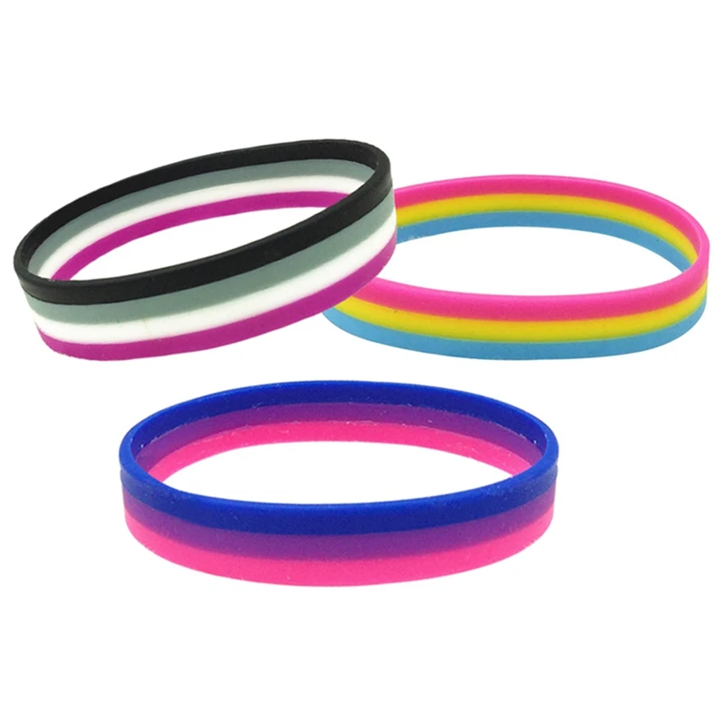 Gay Pride Bisexual Silicone Rubber Bracelets Sports Wrist Band Bangle bangle bracelet