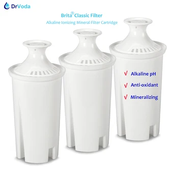 Brita 클래식 필터 알칼리 이온화 교체 필터 카트리지, Pitcher 정수기용 pH 알칼리제, 3/6 팩