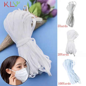 

DIY Face Mask Dedicated White Elastic Bands For 50/100 Yards 5mm Width Elastic Band For Sewing Clothes Accessories Crafts Rope