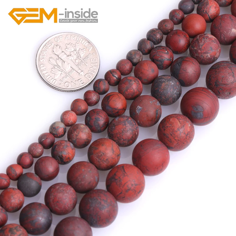 

Natural Stone Vintage Dark Red Old Flower Agates Frosted Matte 4mm-10mm Round Spacer Beads For Jewelry Making Strand 15 inches