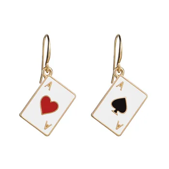 

Exquisite Personality Golden Poker Hearts Spades Earrings Women Unique Trend Jewellery