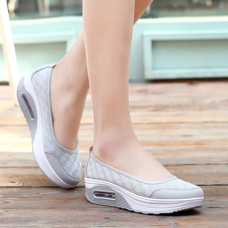 GOXPACER Летние женские туфли повседневная обувь без застежки толстый каблук плоская подошва одинарный, сетчатый ; Новая удобная обувь; модная обувь;