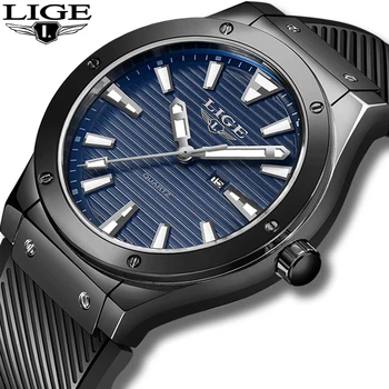 

LIGE Mens Watches New Luxry Watch Men's Military Sports Wrist Watch Men Waterproof Silicone Quartz Clock Relogio Masculino 2019