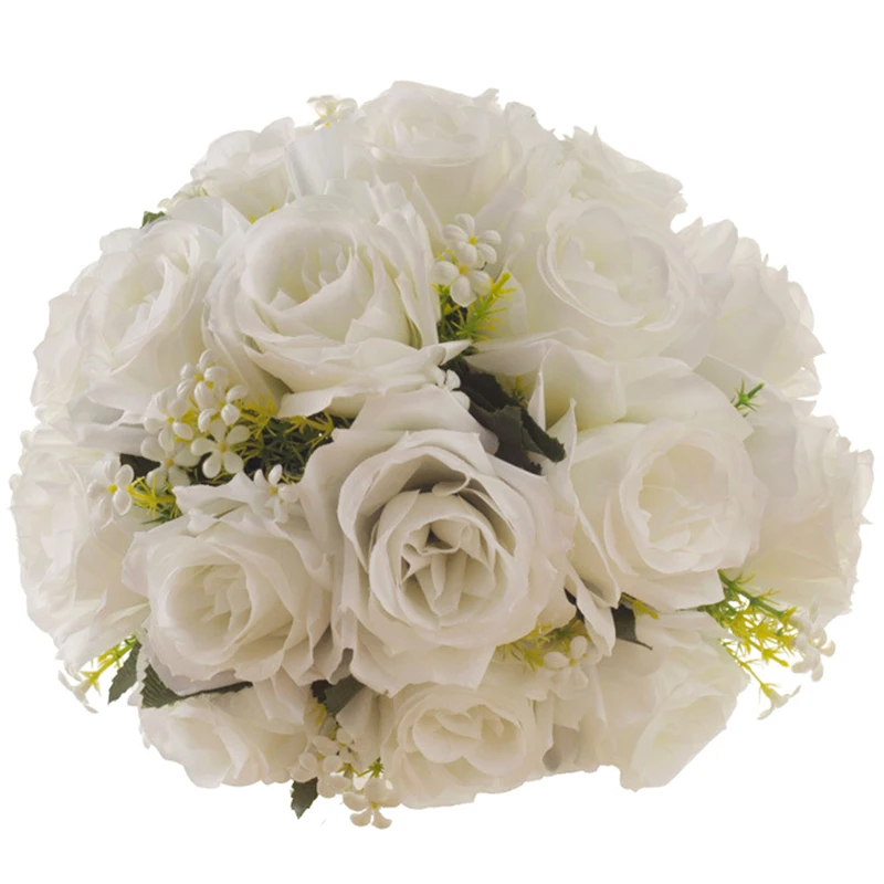 White Flower Bouquet Wedding Bouquet Handmade Leaves Pearl Flowers Bridesmaid Wedding Bouquets