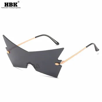 

HBK 2020 One Piece Big Frame Sunglasses Women Men Black Red Lens Cat Eye New Fashion High Quality Colorful Metal Party UV400