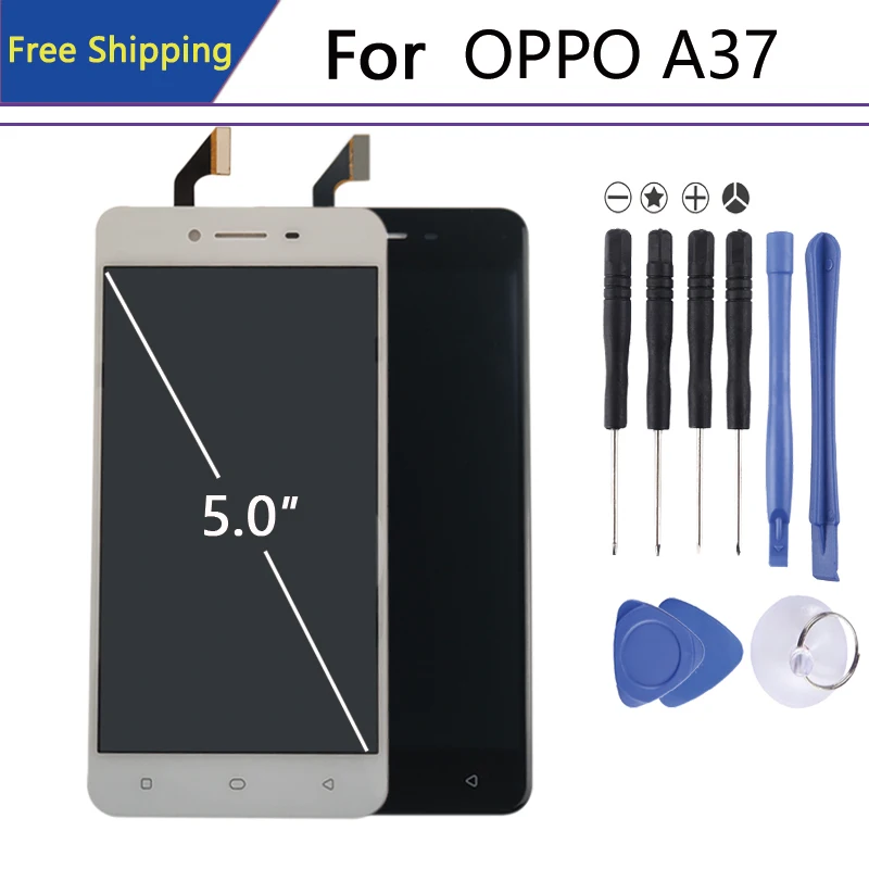 

origin 5.0 For oppo a37 display in Mobile Phone LCDs Digitizer Assembly Parts pantalla+Frame Touch Screen AA Quality 1280 x 720
