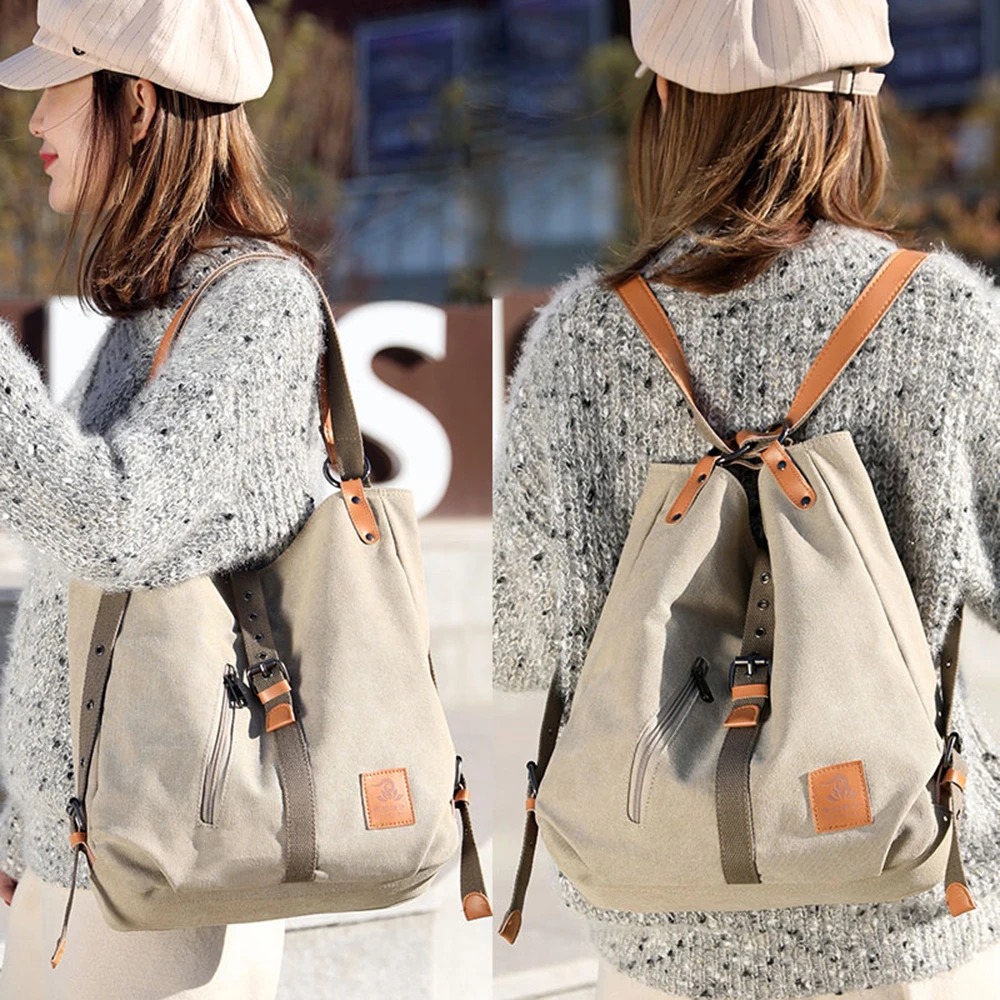 Tote-Bag Canvas Backpack Large-Capacity School Women for Students Leisure Big
