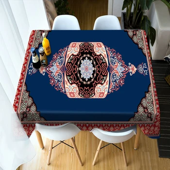 

Bohemia Printed Tablecloth Indian Flowers Pattern Rectangular Table cloth Thicken Waterproof Cotton Round Table Cover Wedding