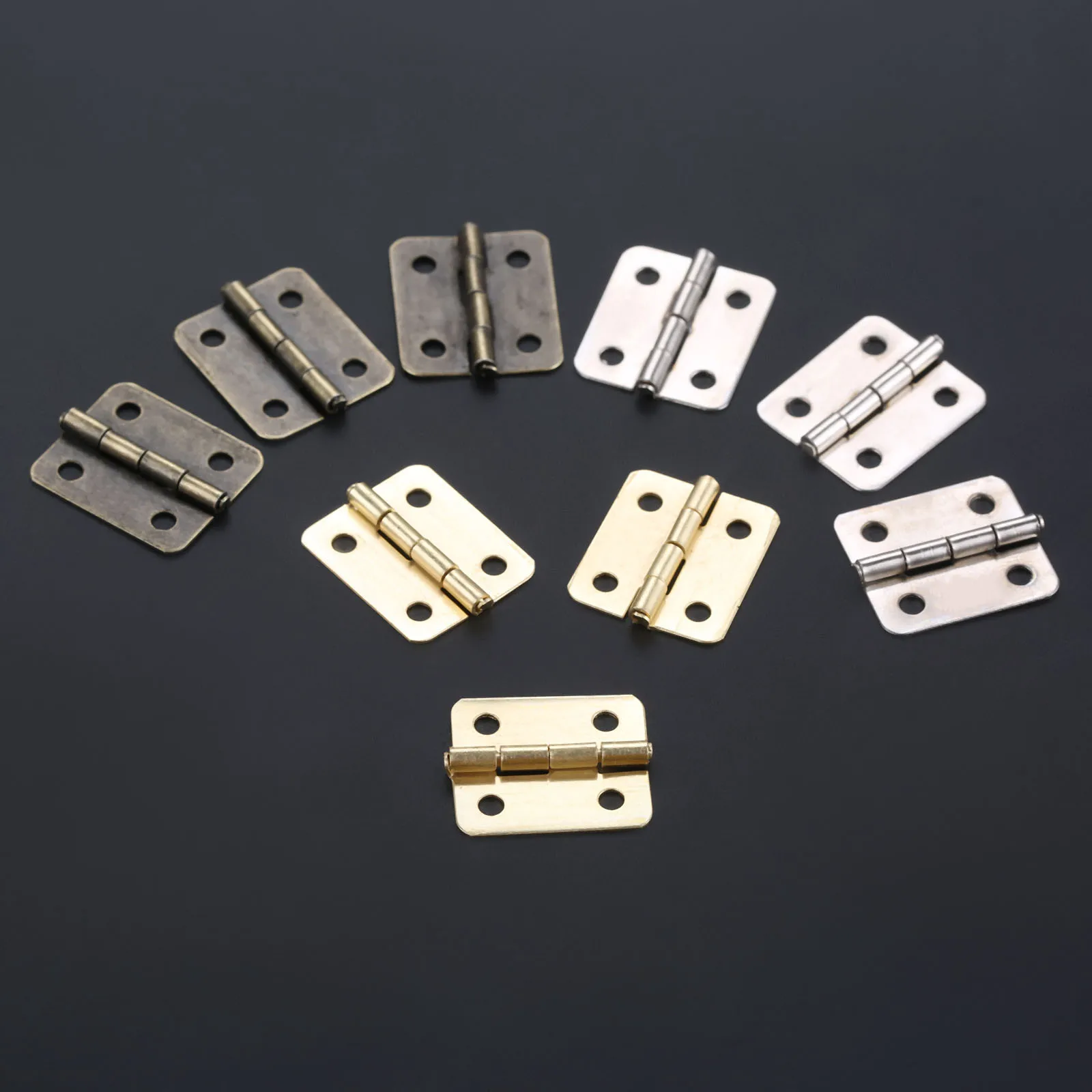 10 Pz 18*16Mm Porta Armadio Bagagli Cerniere Gioielli Scatola Di Legno Mobili Decorazione Cerniere Con Viti Bronzo Antico/Argento/Oro