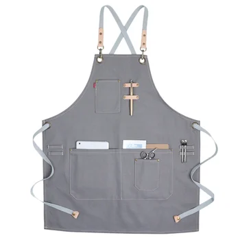 

Nordic Industrial Style Barista Canvas Apron Adjustable Serving Halter Aprons with Pockets for Restaurant Cafe Barbecue