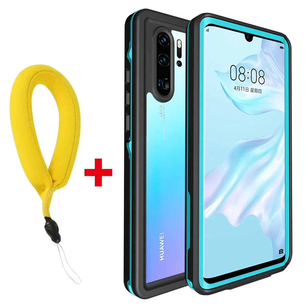 SHELLBOX IP68 Водонепроницаемый чехол для huawei P30 Mate20 Pro снегозащитный пылезащитный чехол Полная защита для huawei P20 Lite Nova3e чехол - Цвет: Blue with Strap