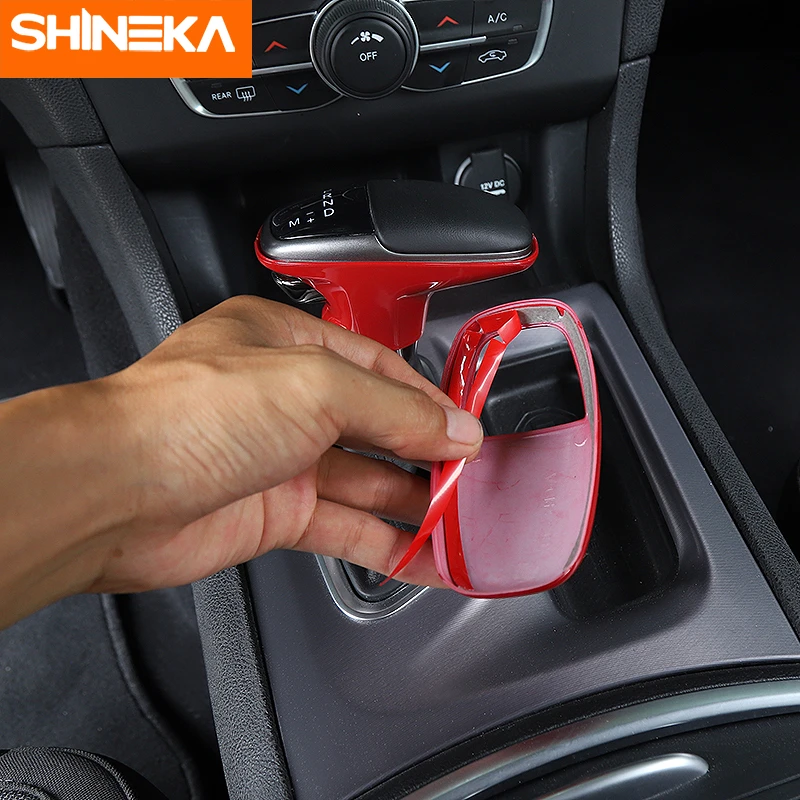 SHINEKA Interior Mouldings For Dodge Challenger Car Gear Shift Knob Top Head Decoration Cover Stickers For Dodge Charger 2015+