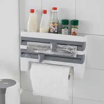 

Kitchen Paper Dispenser For Cling Film Wrap Aluminium Foil Roll Holder Wall-Mount Paper Towel Holder Kitchen Organizer Wall Rack