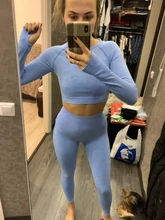 Conjunto de ropa de yoga sin costuras para mujer, prendas para entrenamiento deportivo, gimnasio, leggings de cintura alta, top corto de manga larga, 2, 3 o 5 piezas