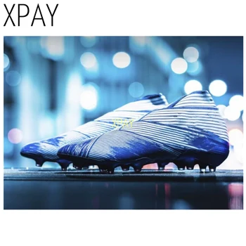 

Men Football Boots Soccer Cleats Boots Long Spikes Ankle High Top Sneakers Soft Indoor Turf Futsal Child soccer Shoes