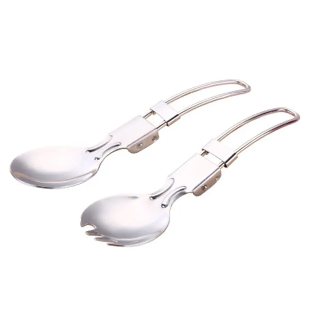 

Portable Tableware Household Foldable Spoon Fork Stainless Steel Spoon Tableware Outdoor Camp Salad Spoon