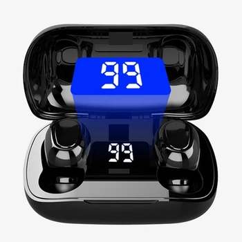 

L21 Wireless Bluetooth 5.0 Mini Earbuds Digital Display Handsfree Portable Headset with Charging Case Stereo Earphone