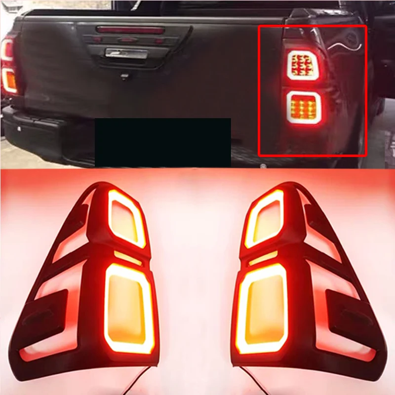 

REAR TAIL LIGHTS COVER LED LAMP HOODS FIT FOR HILUX REVO ROCCO pickup CAR LED TAIL LIGHTS COVER Rear Light Lamp Cover Trims