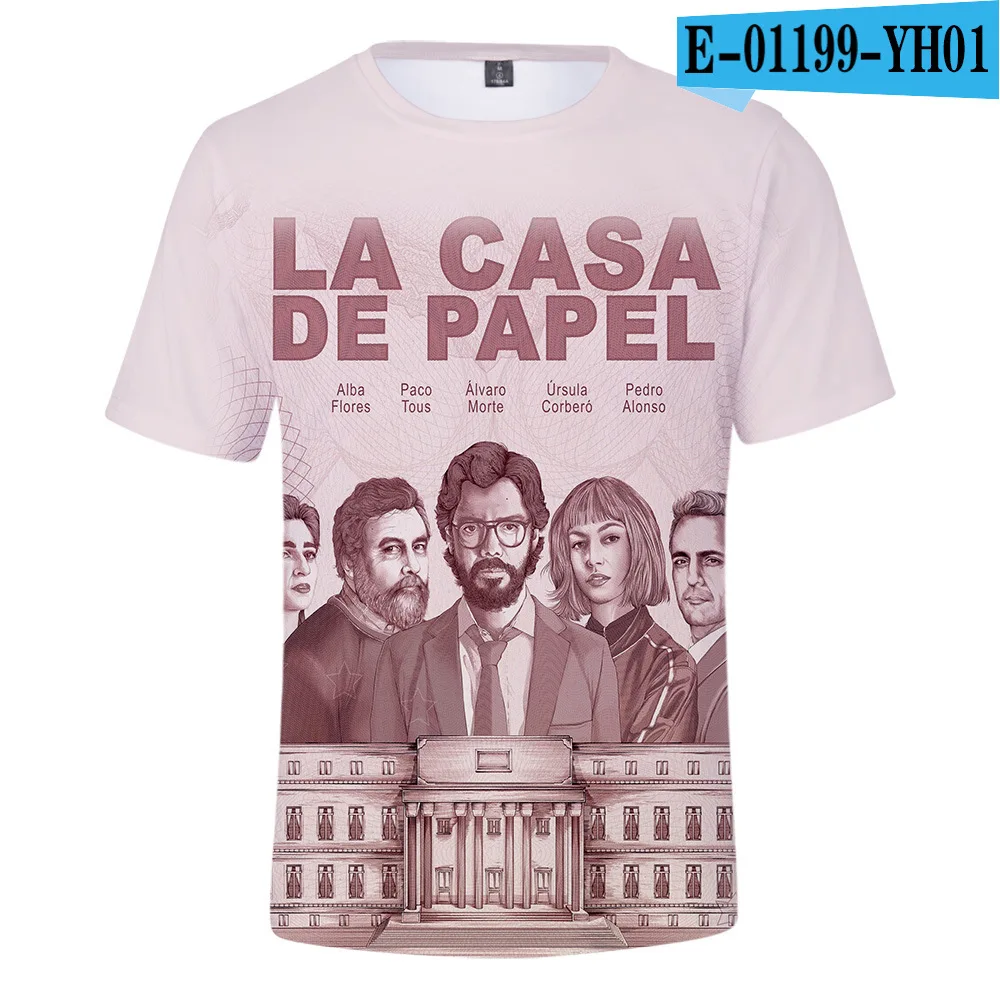 Сериал «La Casa De Papel Heist Money Heist House of paper», топы с 3D принтом, футболка для мальчиков, повседневная хлопковая Футболка для девочек, модная одежда - Цвет: D