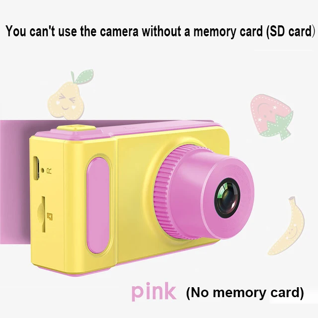 pink Мини-камера для детей, детская цифровая камера, игрушка 1080p HD, 2 дюйма, большой экран, милая камера, игрушка для детей, подарок на день рождения, развивающая игрушка - Цвет: pink