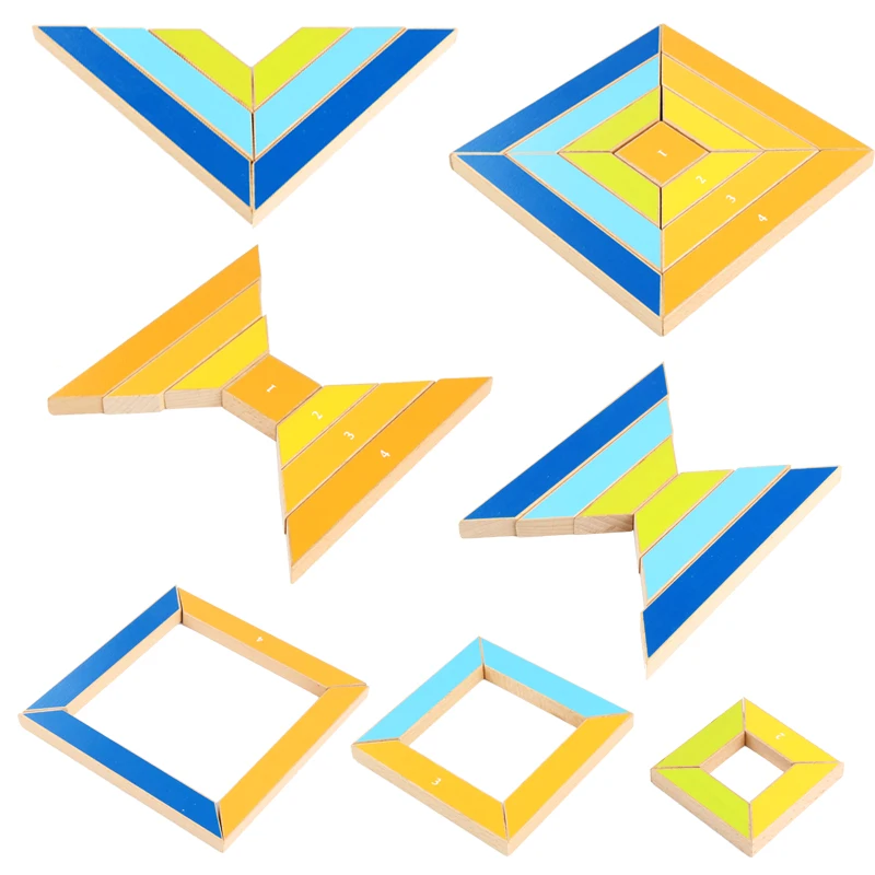 Children's wooden jigsaw puzzle / Tangram / T-shaped digital learning puzzle geometry children's early education toy puzzle