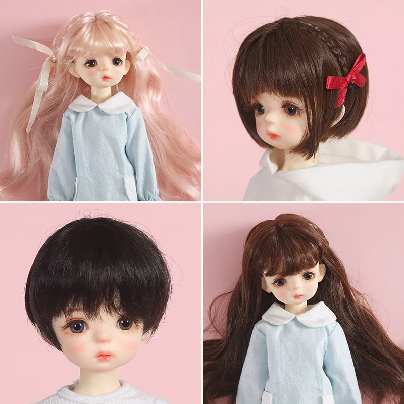 Новинка 1/6 парик для куклы Bjd SD DD высокая температура розовый золотистый модные