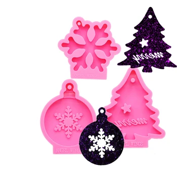 

Shiny Christmas tree snowflake Silicone Molds DIY Jewelry mould Epoxy Resin Mold Custom DY0132