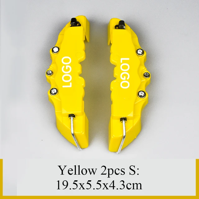 2Pcs S/M/L ABS Car 3D Disc Brake Caliper Covers Sticker For Toyota CROWN COROLLA COASTER LAND CRUISER PRADO REIZ  Accessories 2Pcs S Size Yellow