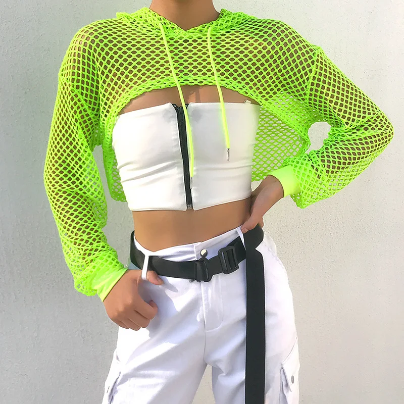 shirt Clothing Neon Green Fishnet Top 