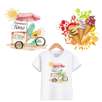 

Iron on Transfer Patches on Clothing Diy Letter Ice Cream Patch Heat Transfer for Clothes Decoration Vinyl Stickers for Kids G