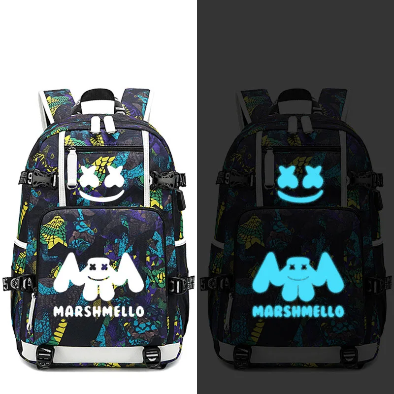 Keep it Marshmello DJ Smile рюкзак USB порт рюкзак сумка Змеиный узор Подростковая Студенческая школьная сумка дорожная сумка для ноутбука - Цвет: Style 8