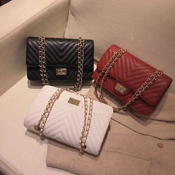 

Fashion Female Shoulder bags PU leather women's Crossbody bag Luxury designer Lingge Handbags Chains sheepskin Totes 2020