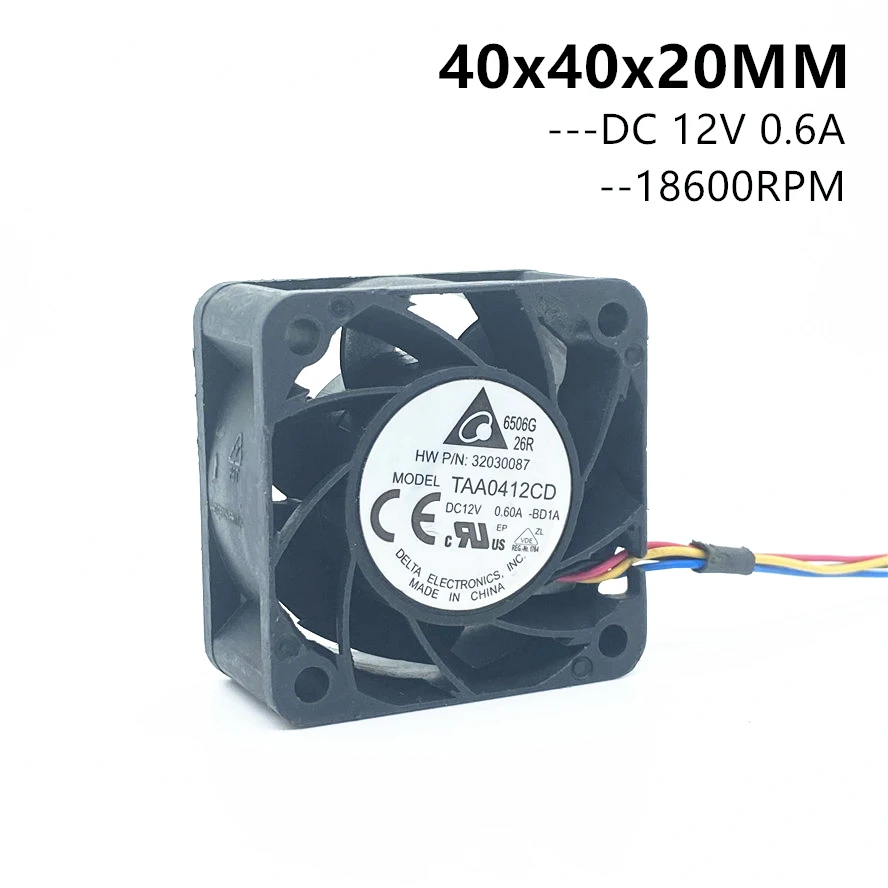 2PCS Delta TAA0412CD 40x40x20MM 40mm 4020 4cm Server Fan Inverter Computer CPU Axial Blower Cooling Fans DC 12v 0.6A 4PIN | Компьютеры и