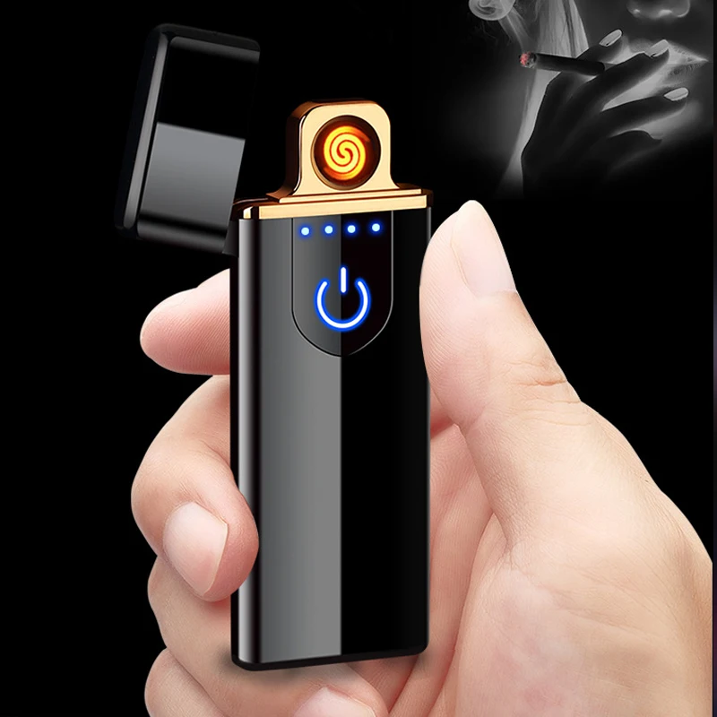 

Charging lighter Touch induction windproof electronic ultra-thin USB cigarette lighter custom Metal cigarette accessories