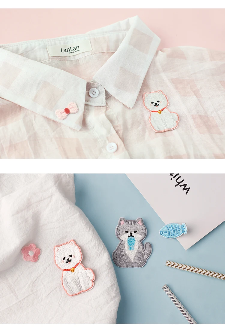 Cute Embroidery Stickers kawaii Sticker DIY Decorative Journal Cover Storage Bag Scrapbooking Stationery School Ofiice Supply